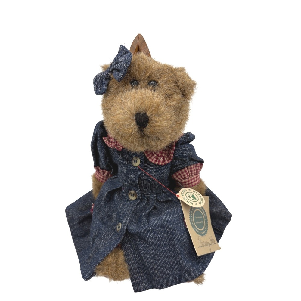 Vintage Boyds Bears Emmy Lou Plush 10" Denim Dress Tags #91001 New With Tags